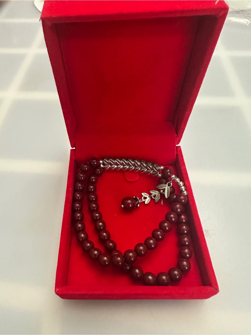 Cinnabar Beaded Bracelet Double Wrapโ Luck